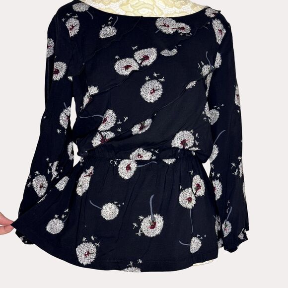 Deletta Anthropologie Wished Blooms Dandelion Peplum Top Blouse XS bv - Picture 7 of 14